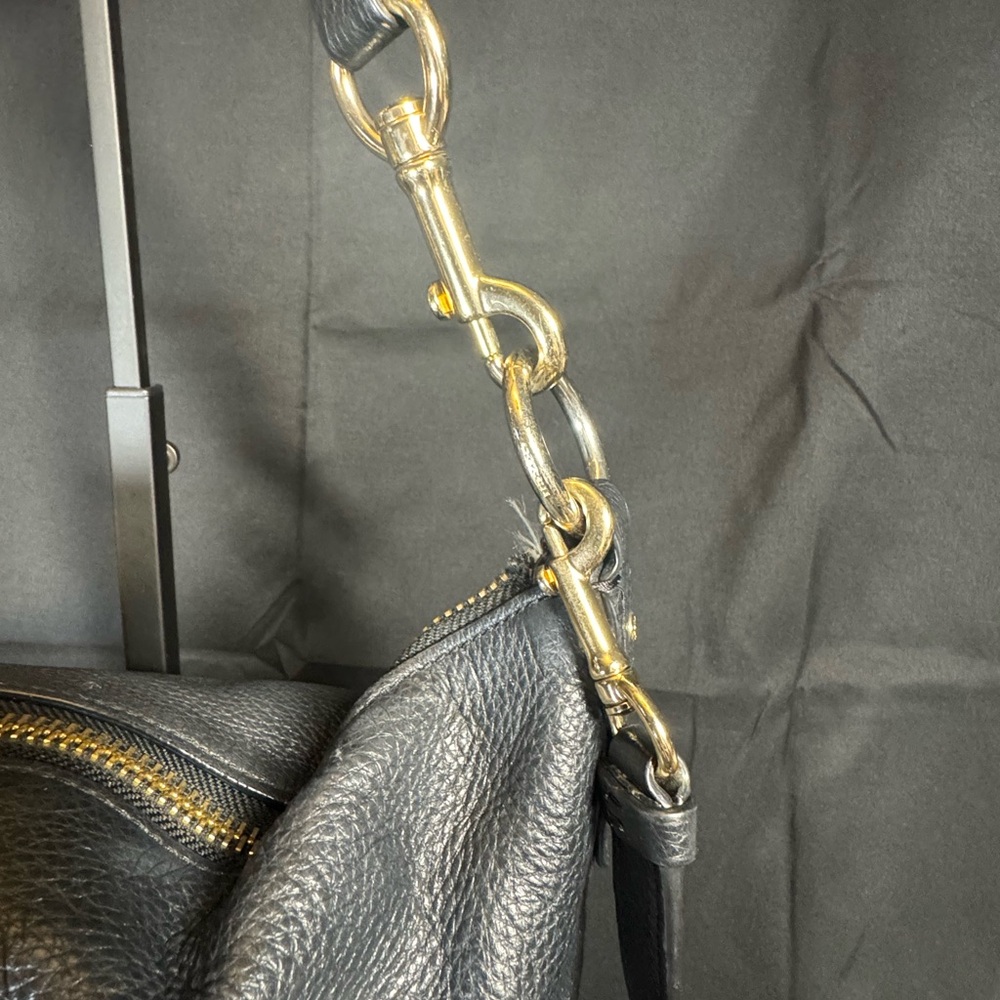 Coach Black Leather Shoulder Bag with Gold Accents - Picture 3 of 12